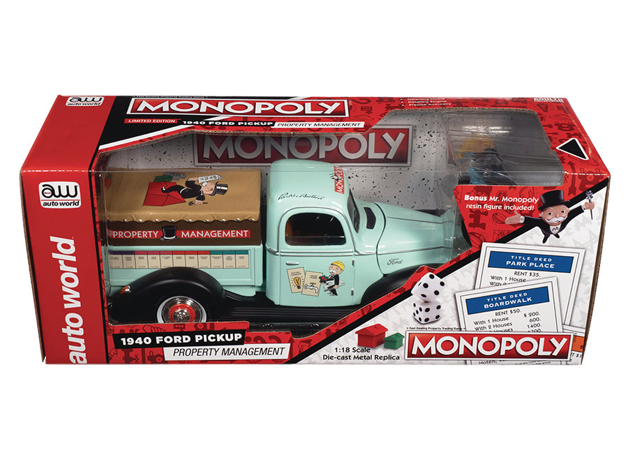 Monopoly 1940 Ford Property Truck With Figure 1/18 Scale Die-Cast Vehicle
