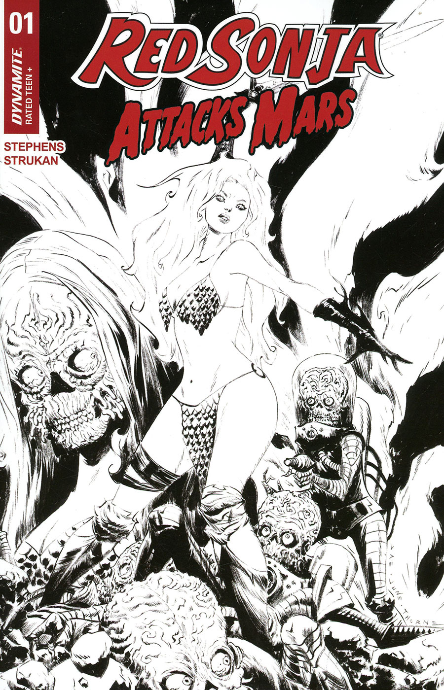 Red Sonja Attacks Mars #1 Cover F Incentive Jae Lee Line Art Cover