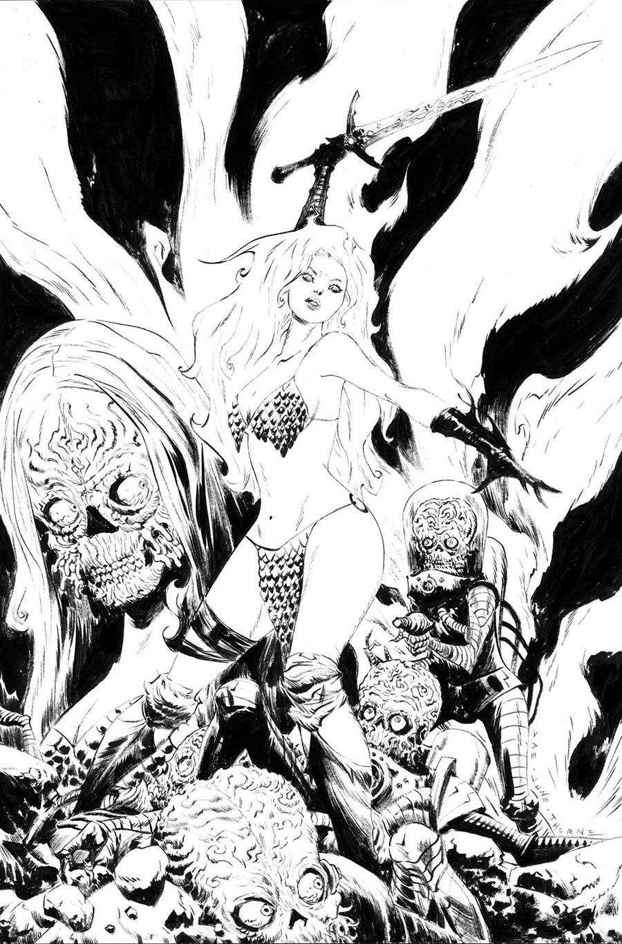 Red Sonja Attacks Mars #1 Cover H Incentive Jae Lee Line Art Virgin Cover