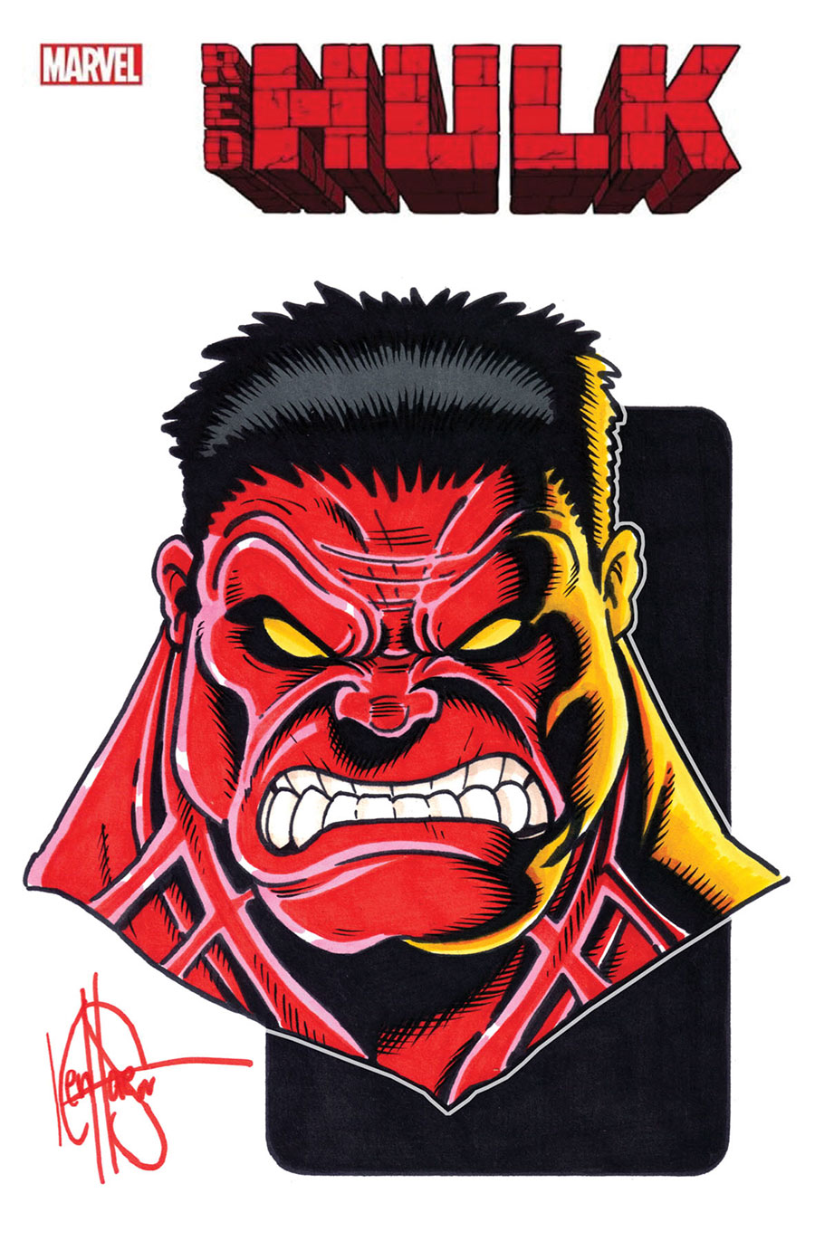 Red Hulk #1 Cover N DF Blank Variant Commissioned Cover Art Signed & Remarked By Ken Haeser