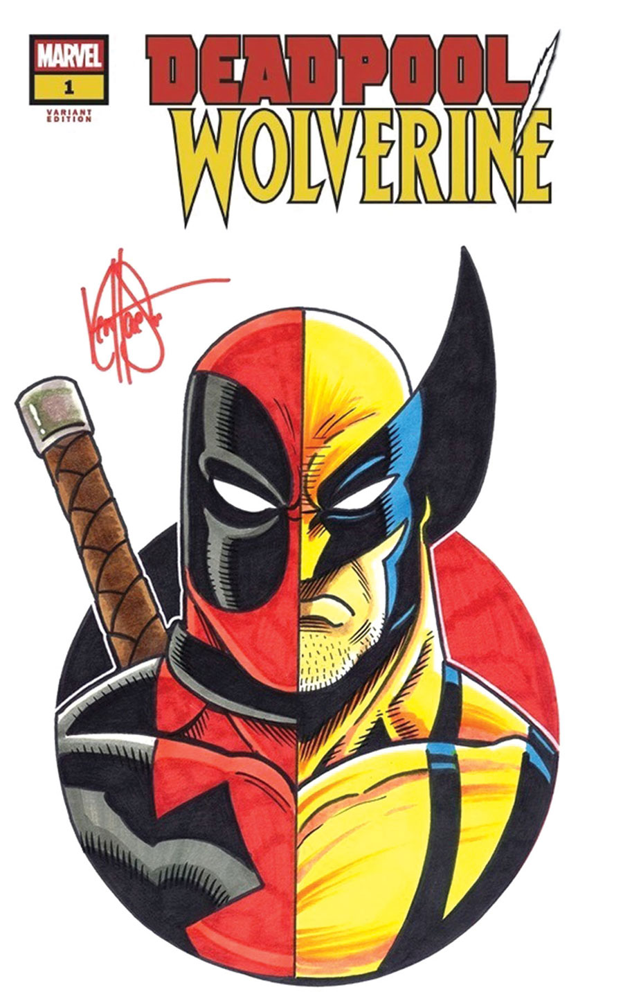 Deadpool Wolverine #1 Cover O DF Blank Variant Commissioned Cover Art Signed & Remarked By Ken Haeser