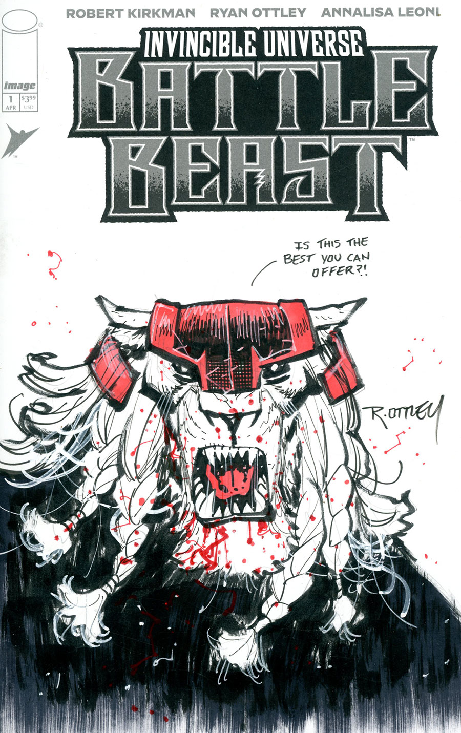 Invincible Universe Battle Beast #1 Cover K-A Incentive Ryan Ottley Hand-Drawn Sketch Variant Cover