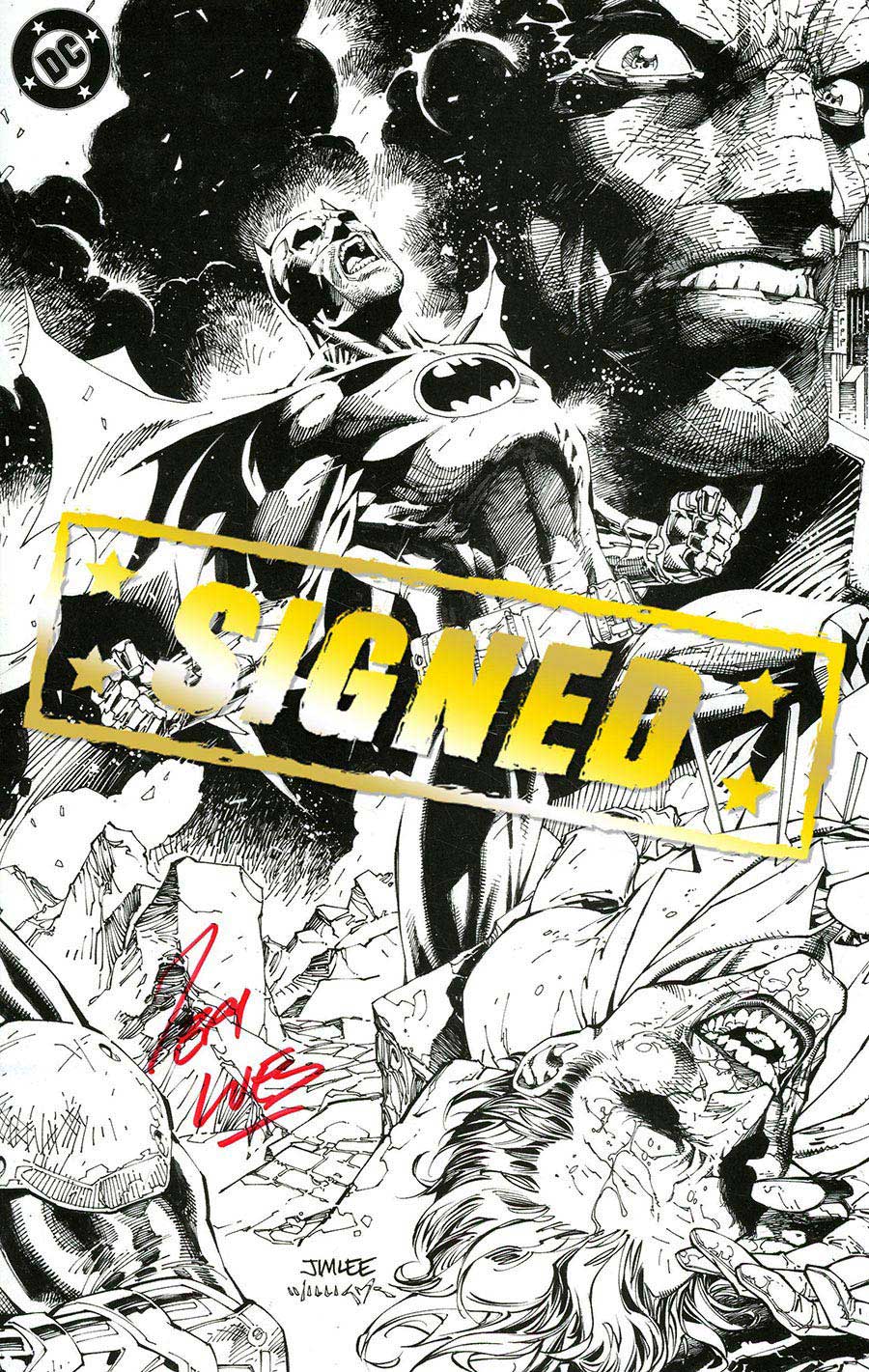 Batman Vol 3 #158 Cover R Incentive Jim Lee & Scott Williams Inks Card Stock Variant Cover Signed By Jeph Loeb With CGC COA (DC All In)(Hush 2 Part 1)