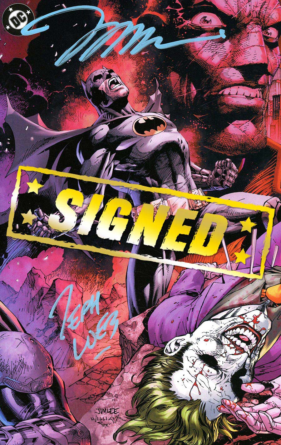 Batman Vol 3 #158 Cover S Incentive Jim Lee & Scott Williams Connected Wraparound Card Stock Cover Signed By Loeb & Lee With CGC COA (DC All In)