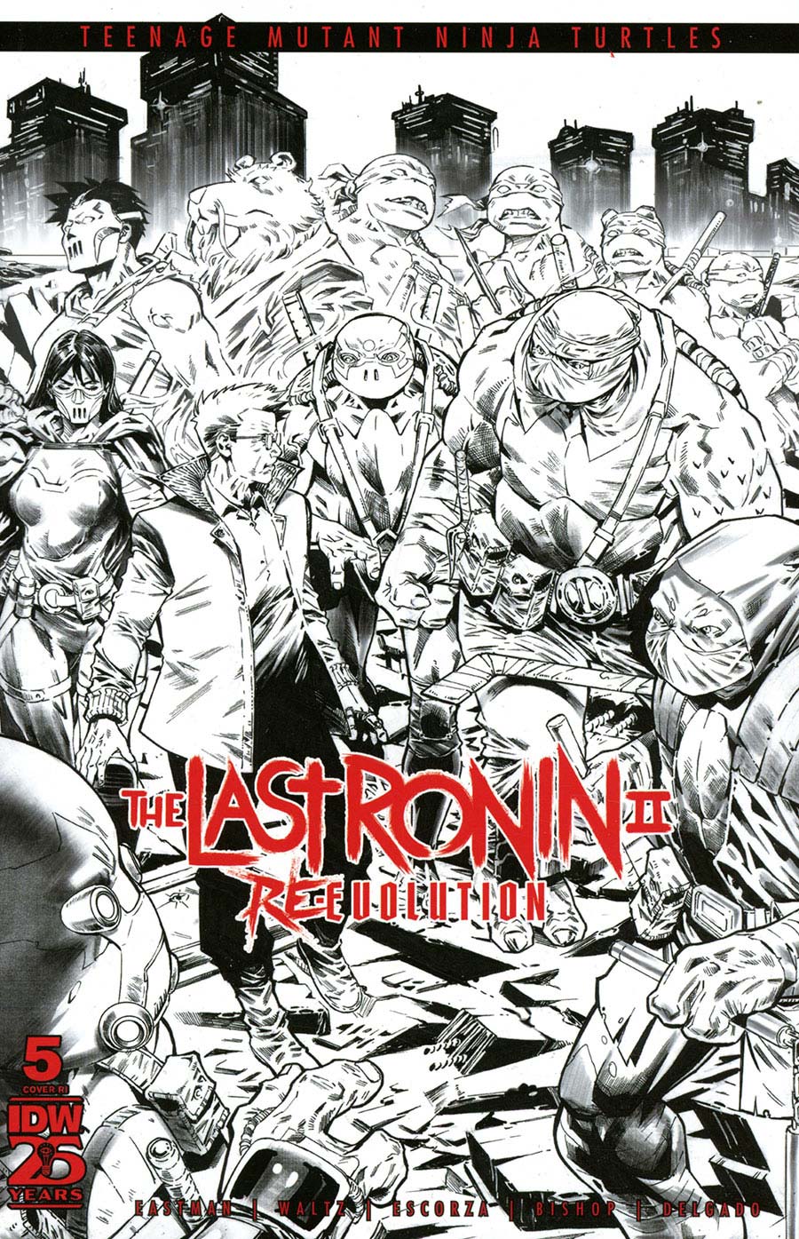Teenage Mutant Ninja Turtles The Last Ronin II Re-Evolution #5 Cover F Incentive Esau Escorza & Issac Escorza Black & White Cover