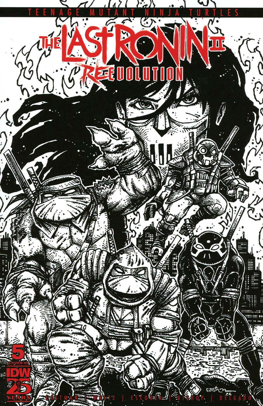 Teenage Mutant Ninja Turtles The Last Ronin II Re-Evolution #5 Cover G Incentive Kevin Eastman Black & White Cover