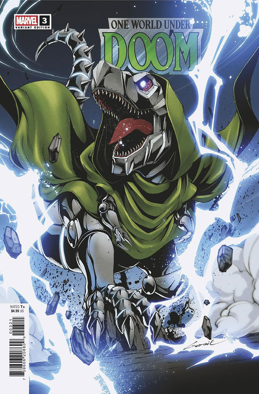 One World Under Doom #3 Cover B Variant Godtail Doomasaur Cover