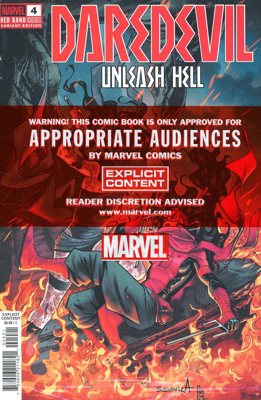 Daredevil Unleash Hell Red Band #4 Cover B Variant Sergio Davila Cover With Polybag