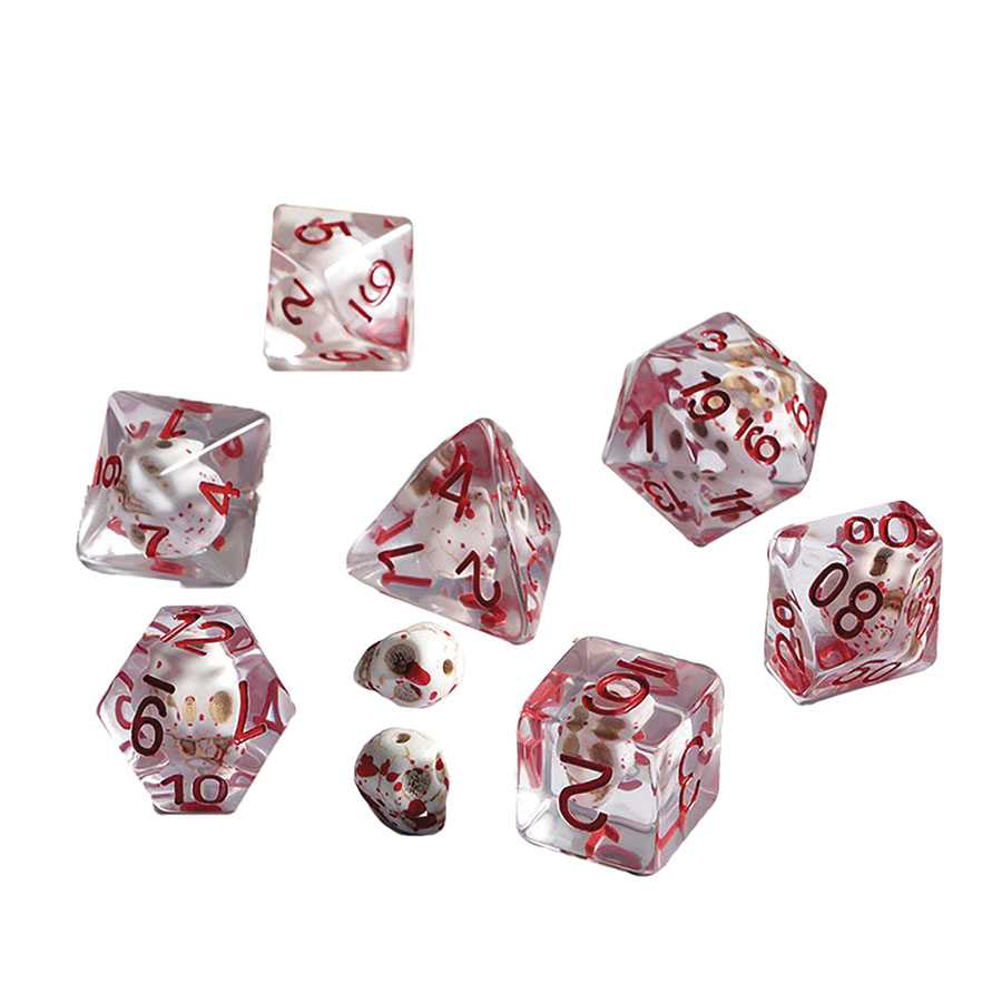 Resin 7-Piece Dice Set - Bloody Skulls