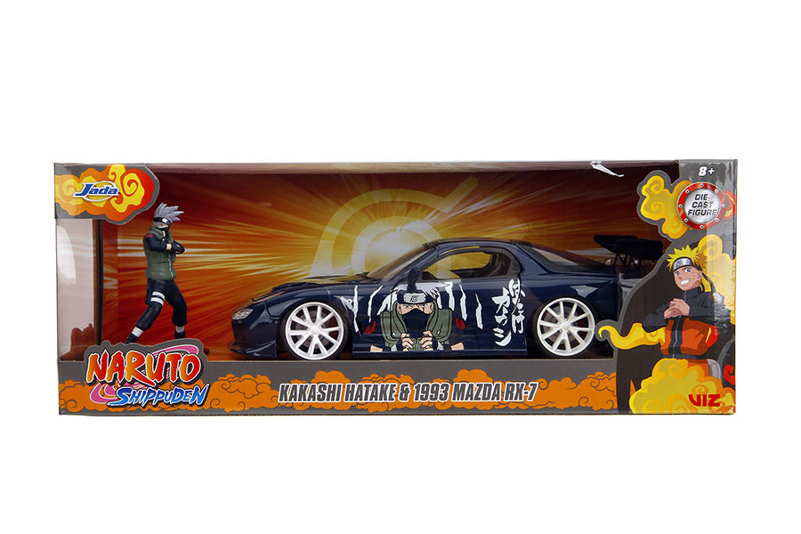 Naruto 1993 Mazda RX-7 With Kakashi Figure 1/24 Scale Die-Cast Vehicle