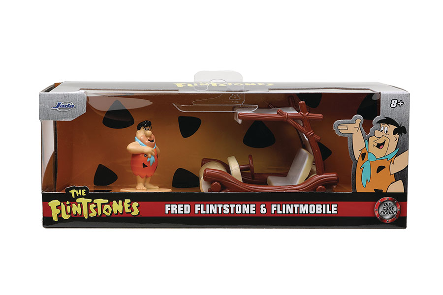Flintstones Flintmobile With Fred Nano Figure 1/32 Scale Die-Cast Vehicle