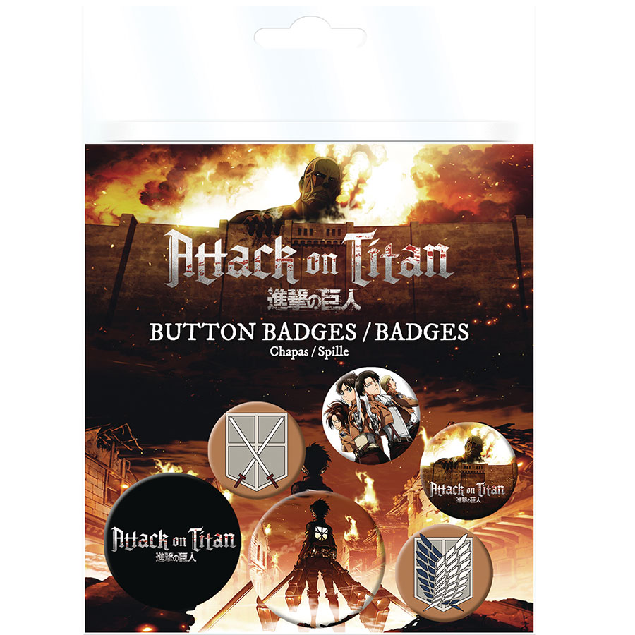 Attack On Titan Cast 6-Piece Badge Pack