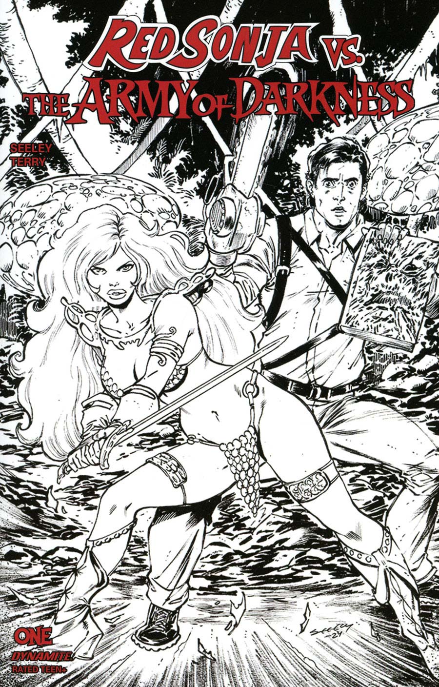 Red Sonja vs The Army Of Darkness #1 Cover L Incentive Tim Seeley Line Art Cover