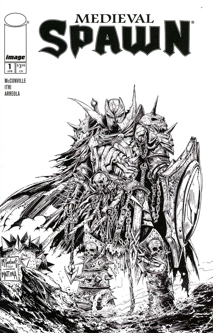 Medieval Spawn #1 Cover B Variant Todd McFarlane & Francesco Mattina Black & White Cover