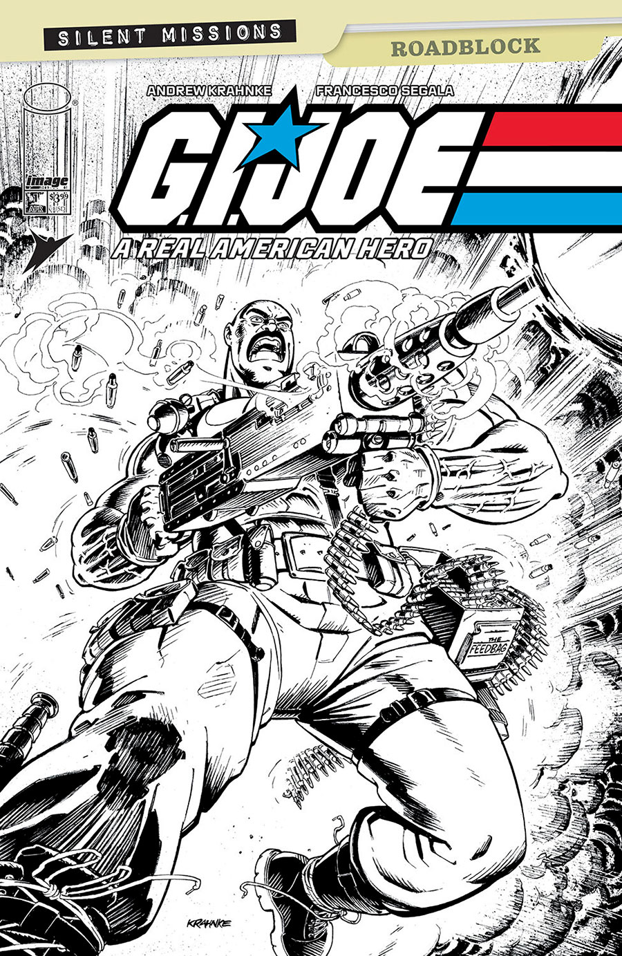 GI Joe A Real American Hero Silent Missions Roadblock #1 (One Shot) Cover C Incentive Andrew Krahnke Black & White Cover