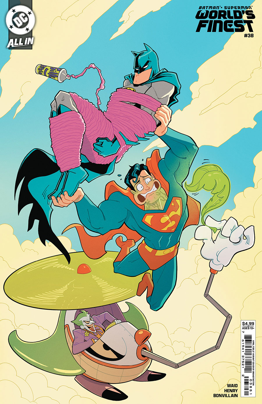 Batman Superman Worlds Finest #38 Cover D Variant Ted Brandt & Ro Stein April Fools Card Stock Variant Cover (DC All In)(We Are Yesterday Part 1)