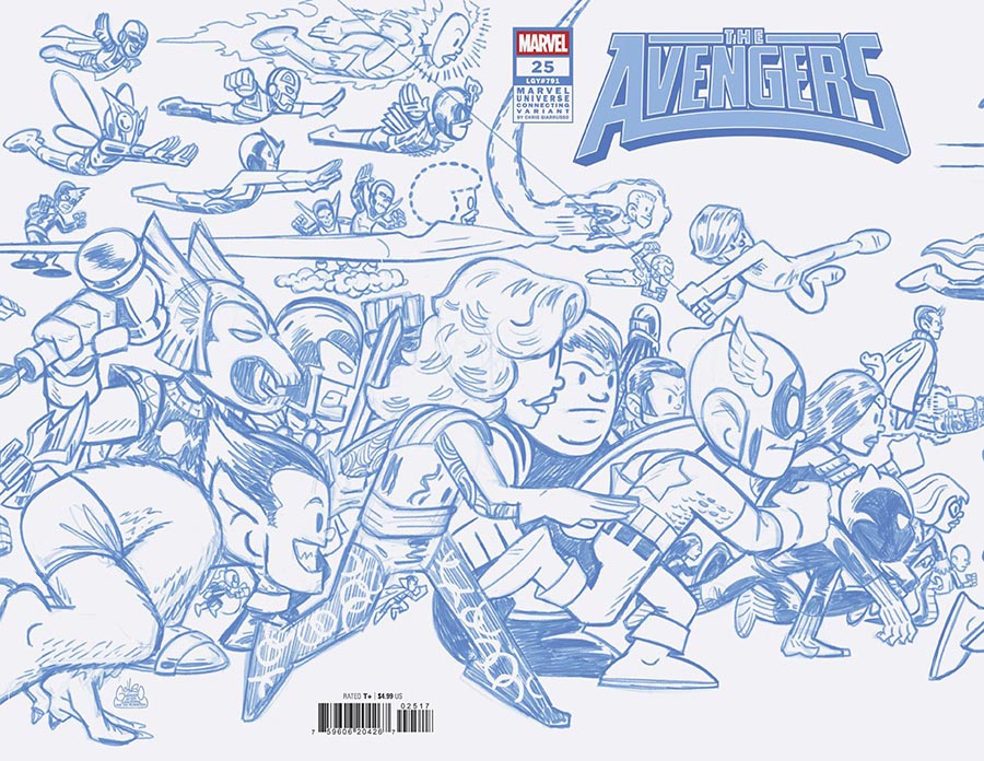 Avengers Vol 8 #25 Cover G Incentive Chris Giarrusso Marvel Universe Connecting Wraparound B Blue Line Sketch Cover (One World Under Doom Tie-In)