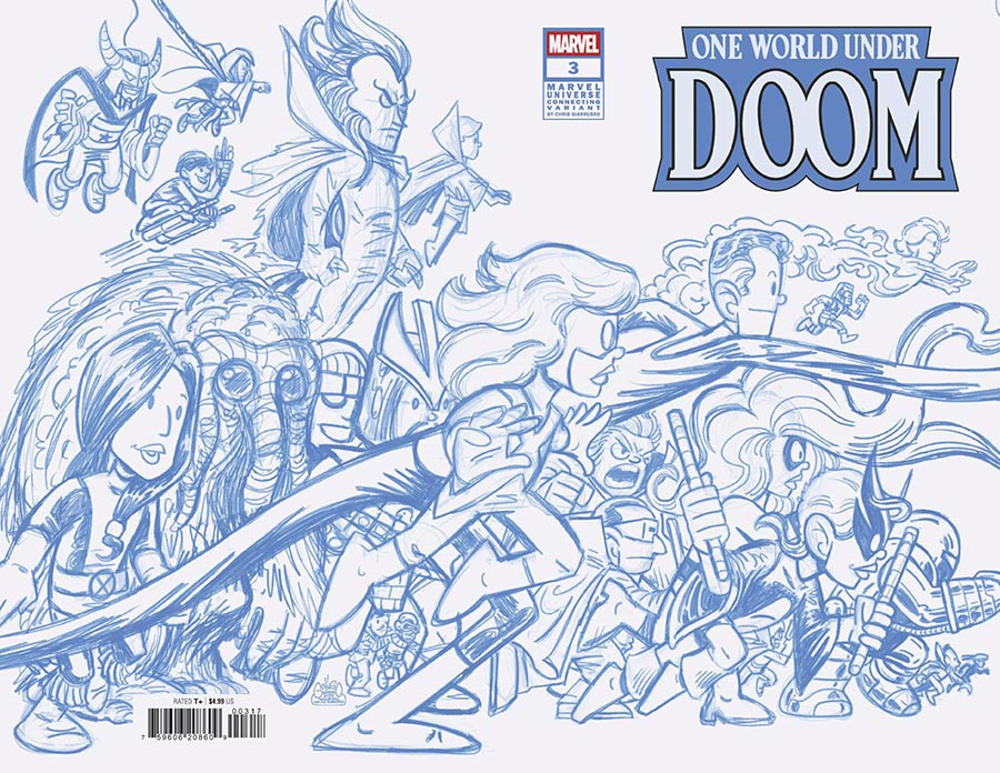 One World Under Doom #3 Cover G Incentive Chris Giarrusso Marvel Universe Connecting Wraparound H Blue Line Sketch Cover