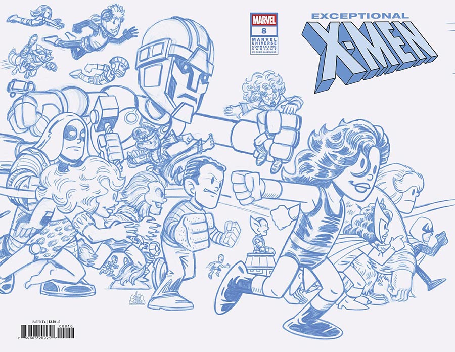 Exceptional X-Men #8 Cover D Incentive Chris Giarrusso Marvel Universe Connecting Wraparound K Blue Line Sketch Cover