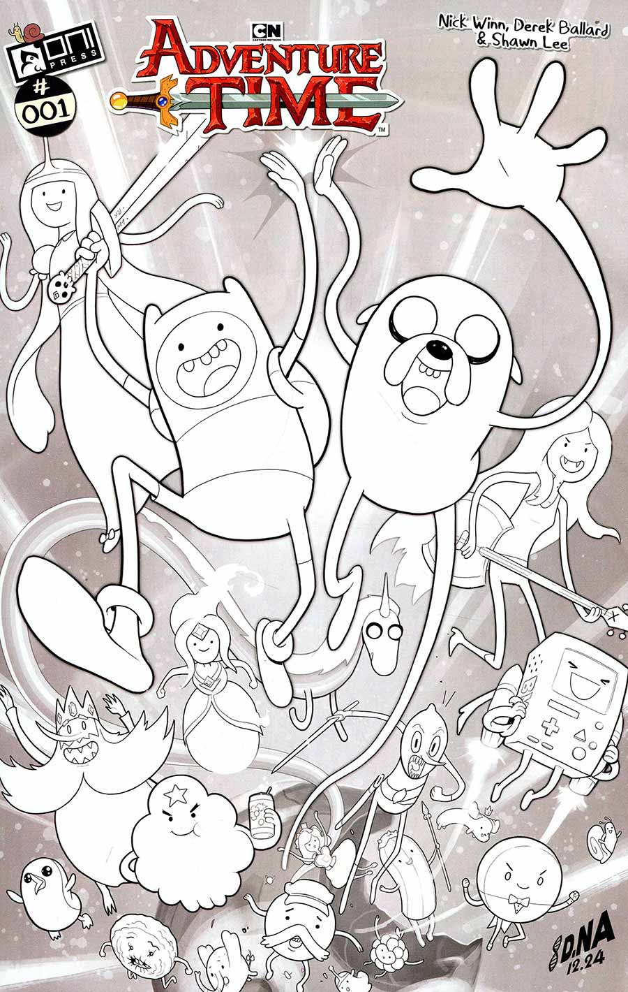 Adventure Time Vol 2 #1 Cover L Incentive David Nakayama Black & White Cover