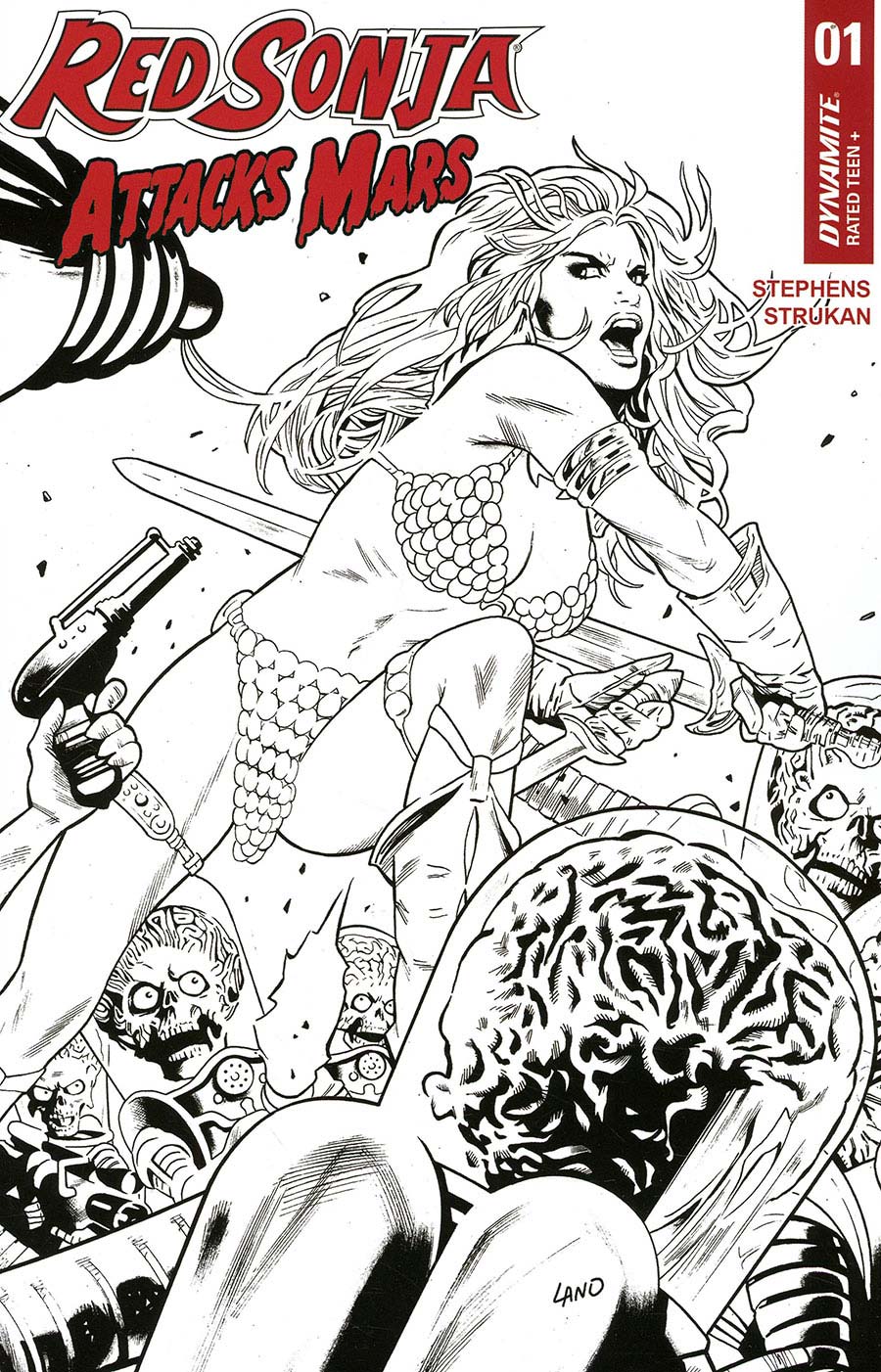Red Sonja Attacks Mars #1 Cover L Incentive Greg Land Line Art Cover