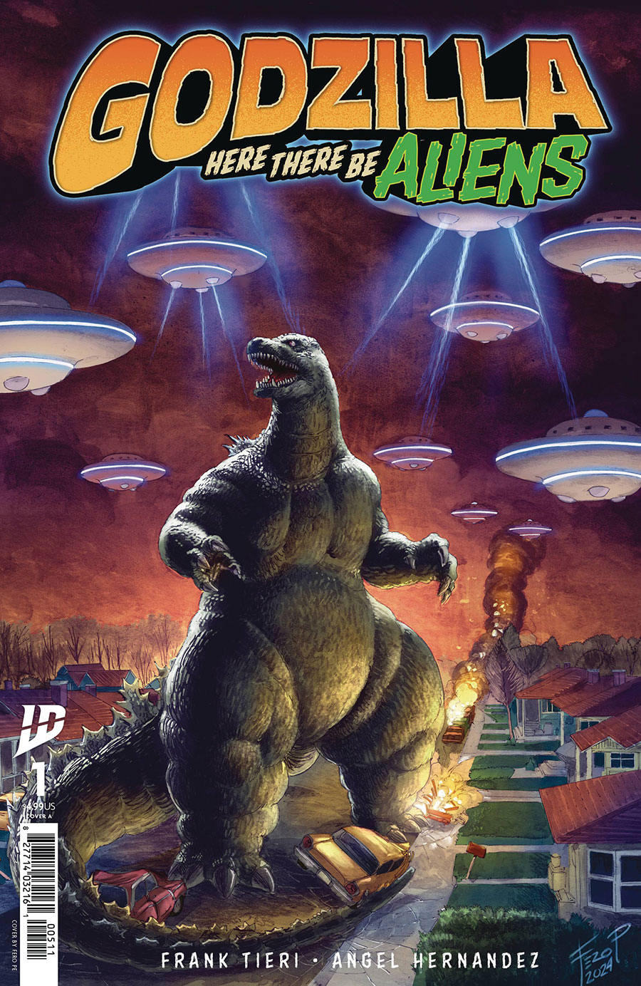 Godzilla Here There Be Aliens #1 Cover A Regular Fero Pe Cover