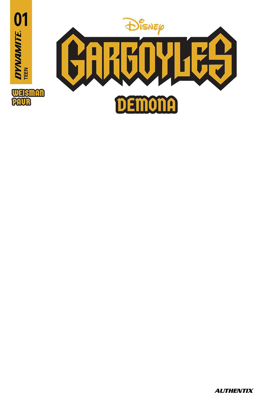 Gargoyles Demona #1 Cover I Variant Blank Authentix Cover