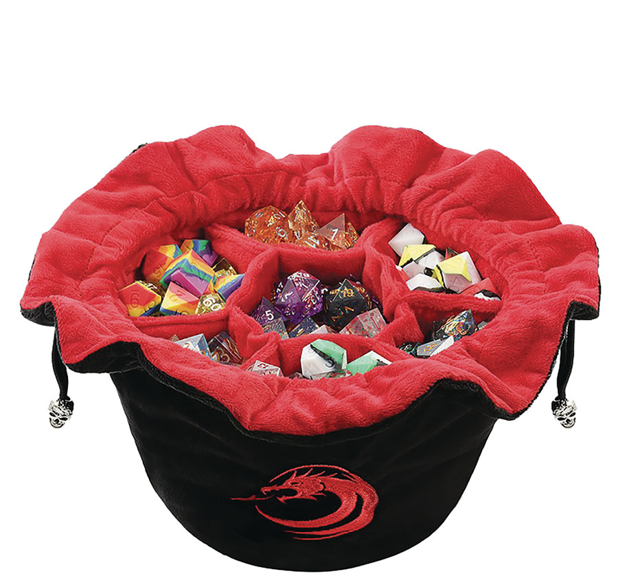 Sectional Drawstring Dice Pouch - Black