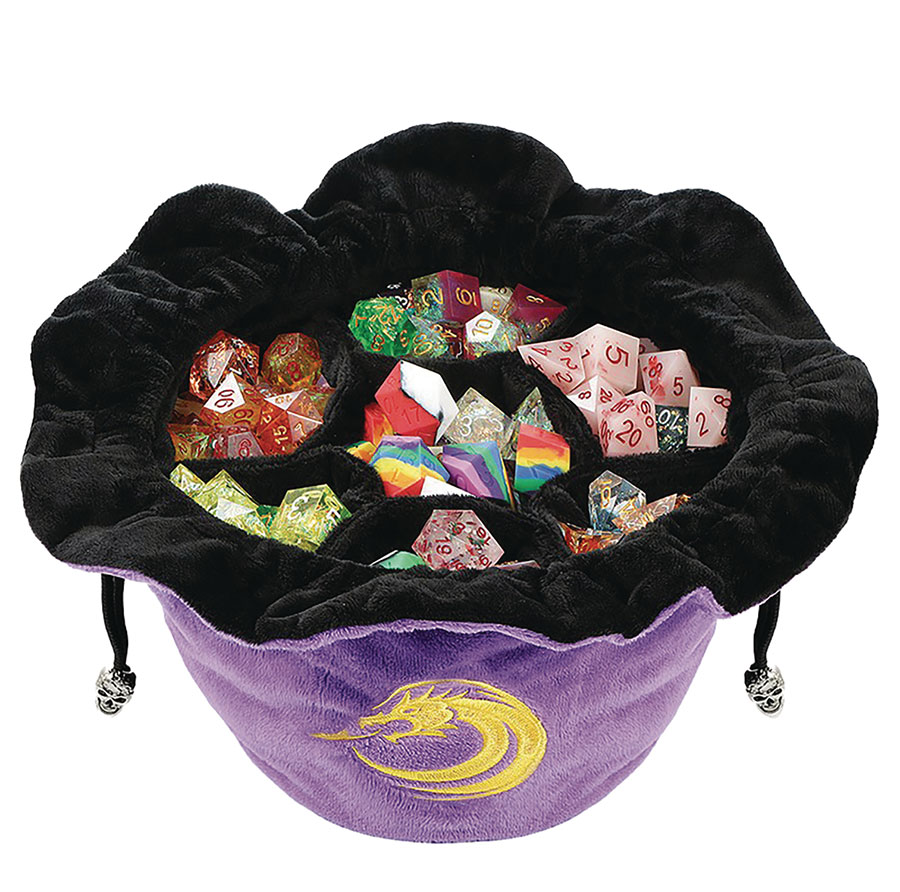 Sectional Drawstring Dice Pouch - Purple