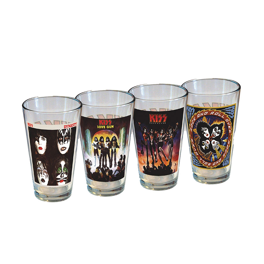 KISS 4-Piece 16-Ounce Drinking Glass Set