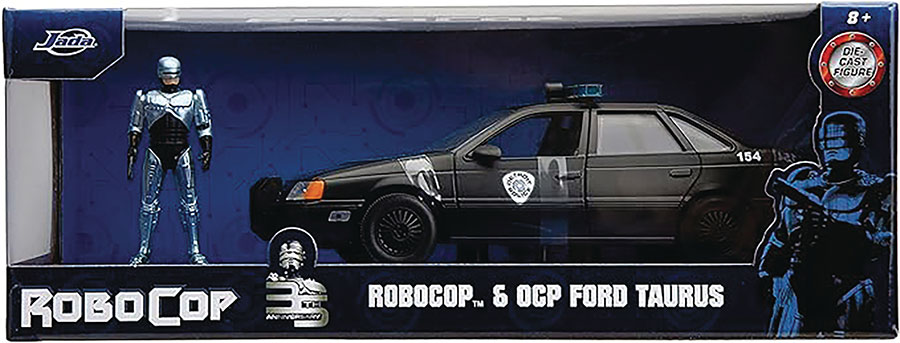 Robocop 1986 Ford Taurus Chrome With Figure 1/24 Scale Die-Cast Vehicle