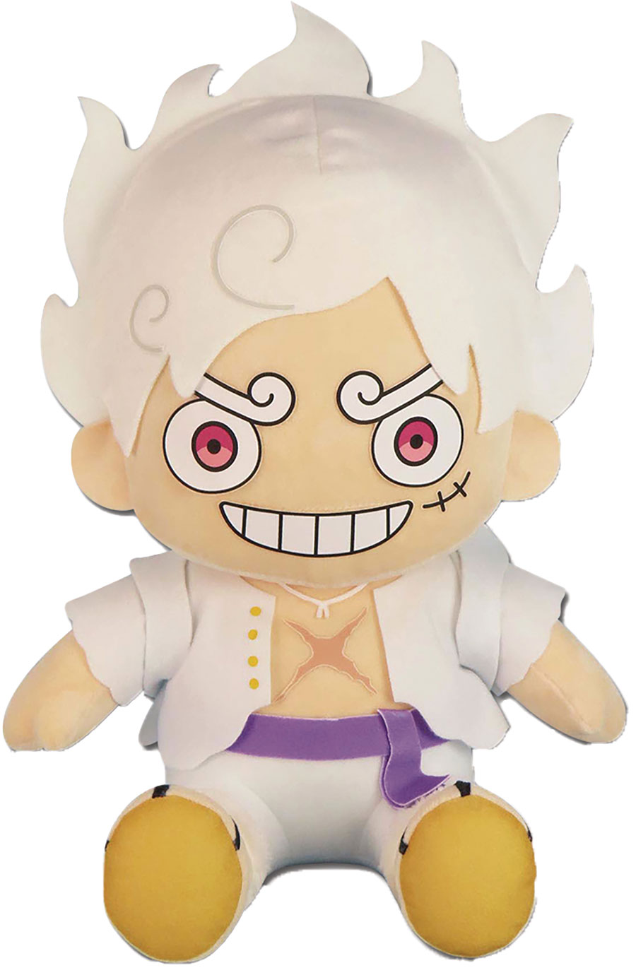 One Piece Gear 5 Luffy Sitting Pose 12-Inch Plush - Grinning Luffy