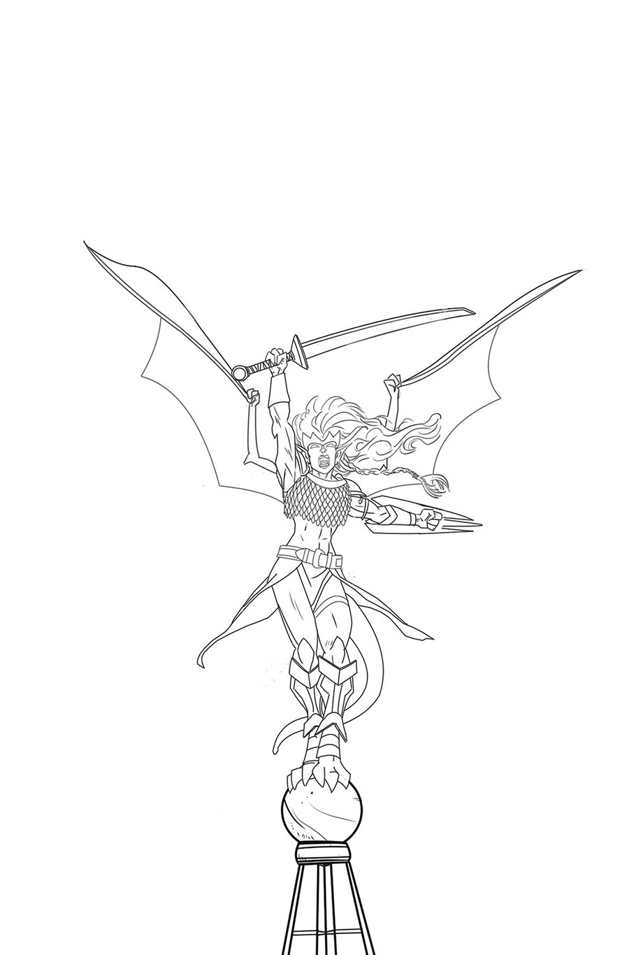 Gargoyles Demona #1 Cover O Incentive Frank Paur Line Art Virgin Cover