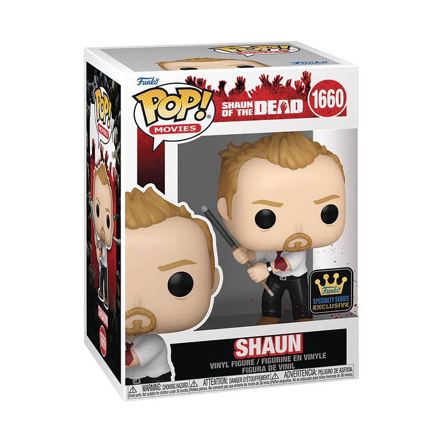 POP Movies Shaun Of The Dead Shaun With Pool Cue Vinyl Figure