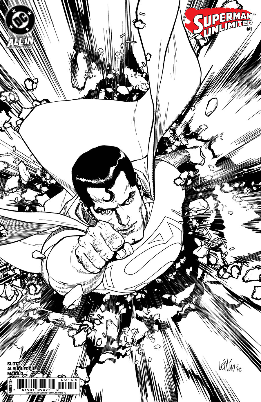 Superman Unlimited #1 Cover M Incentive Leinil Francis Yu Black & White Card Stock Variant Cover (DC All In)
