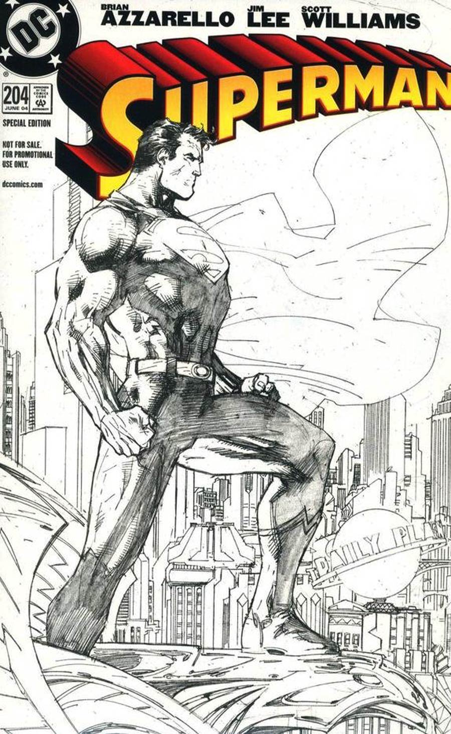 Superman Vol 2 #204 Cover F Jim Lee Sketch Variant Cover Retailer Incentive Edition