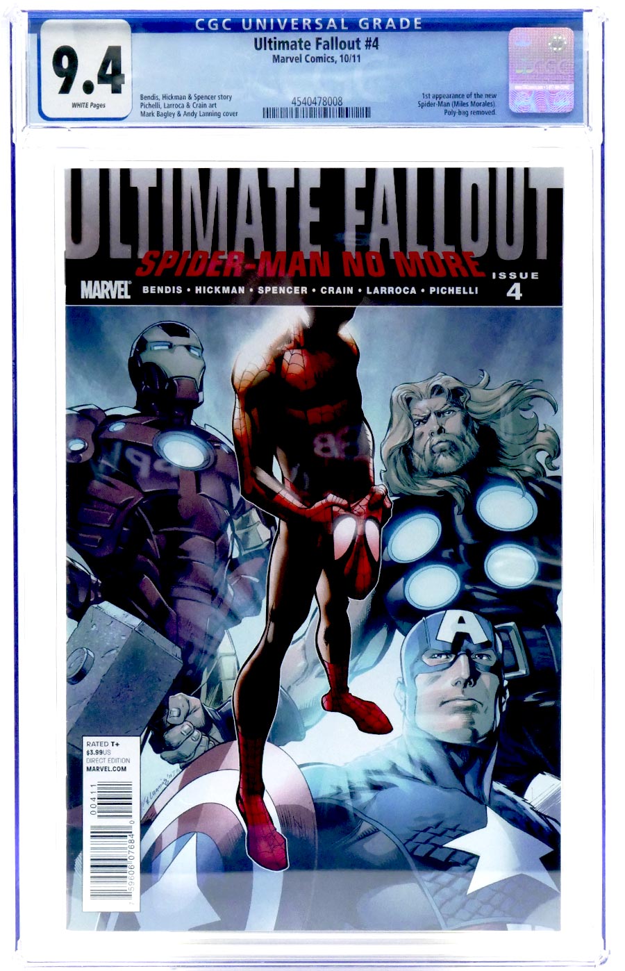 Ultimate Comics Fallout #4 Cover L CGC 9.4 1st Ptg Regular Mark Bagley Cover Without Polybag (Death Of Spider-Man Tie-In)