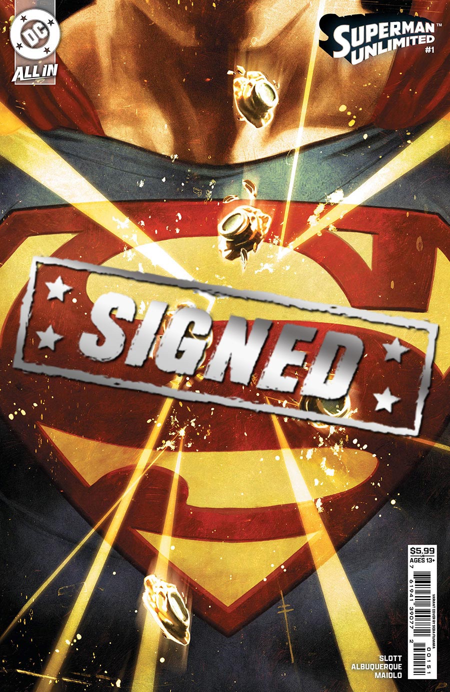 Superman Unlimited #1 Cover R Variant Sebastian Fiumara Card Stock Cover Signed By Dan Slott (DC All In)