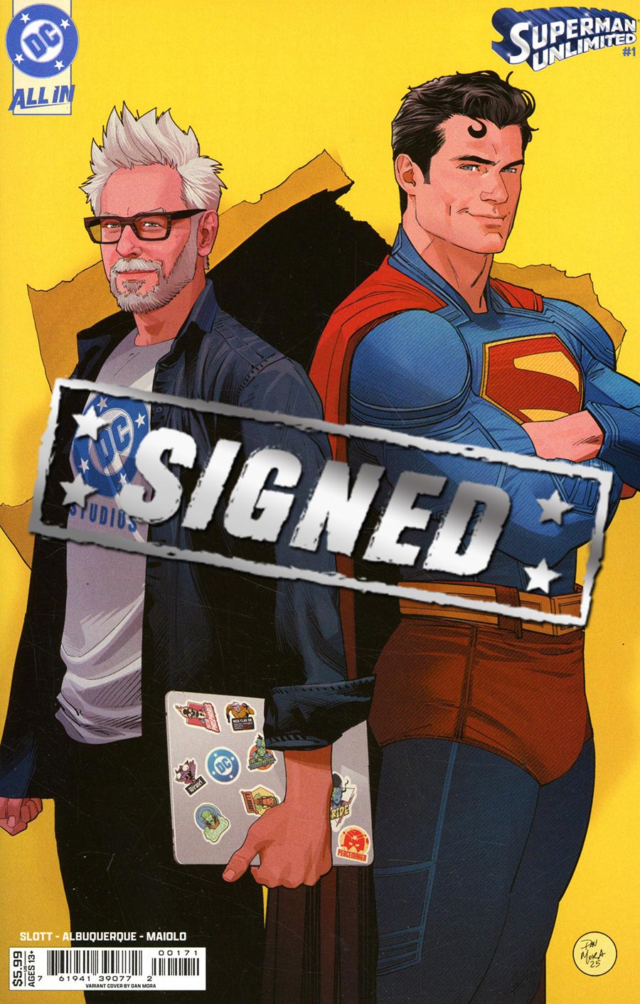 Superman Unlimited #1 Cover S Variant Dan Mora James Gunn Cameo Card Stock Cover Signed By Dan Slott (DC All In)