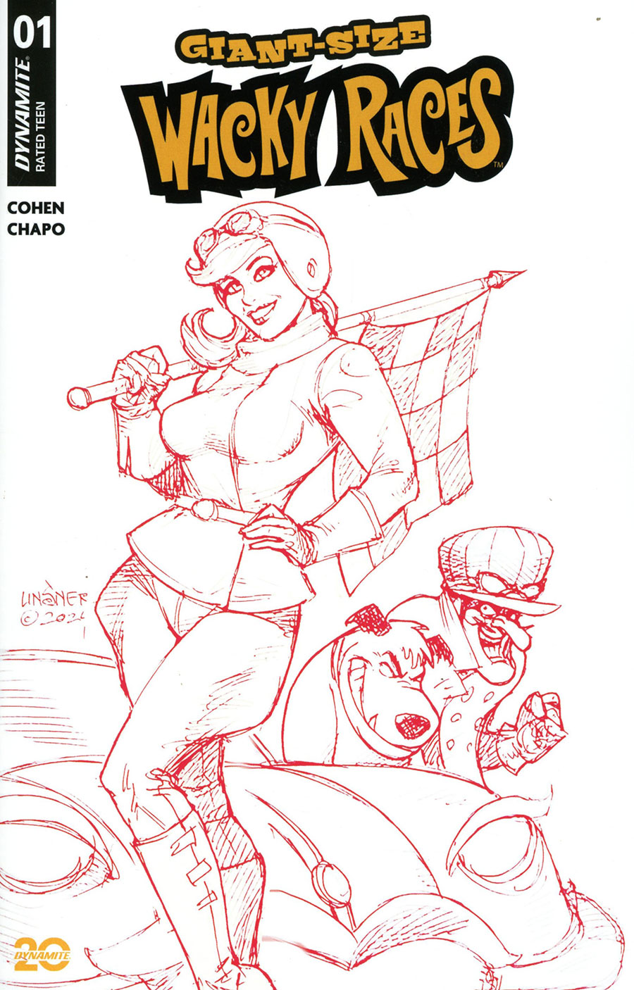Giant-Size Wacky Races #1 (One Shot) Cover L Incentive Joseph Michael Linsner Red Line Art Cover