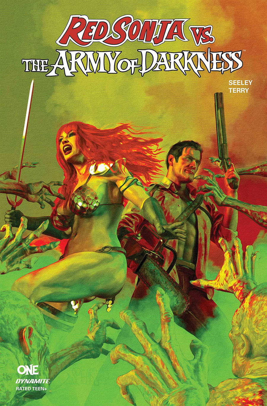 Red Sonja vs The Army Of Darkness #1 Cover V Incentive Mark Spears Green Background Cover