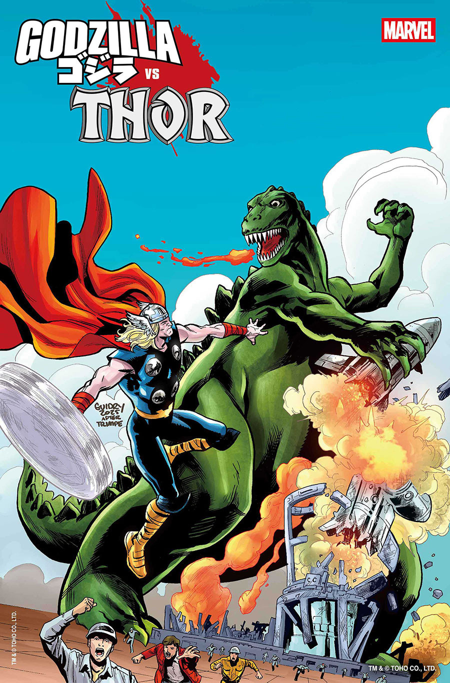 Godzilla vs Thor #1 (One Shot) Cover D Variant Gavin Guidry Godzilla King Of The Monsters Homage Cover