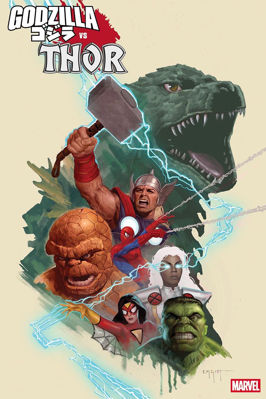 Godzilla vs Thor #1 (One Shot) Cover E Variant EM Gist Marvel Universe Cover
