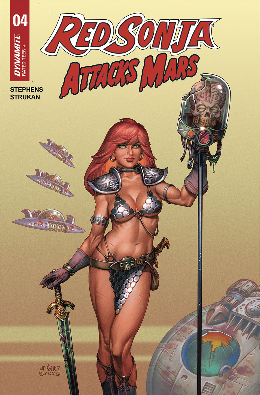 Red Sonja Attacks Mars #4 Cover A Regular Joseph Michael Linsner Cover