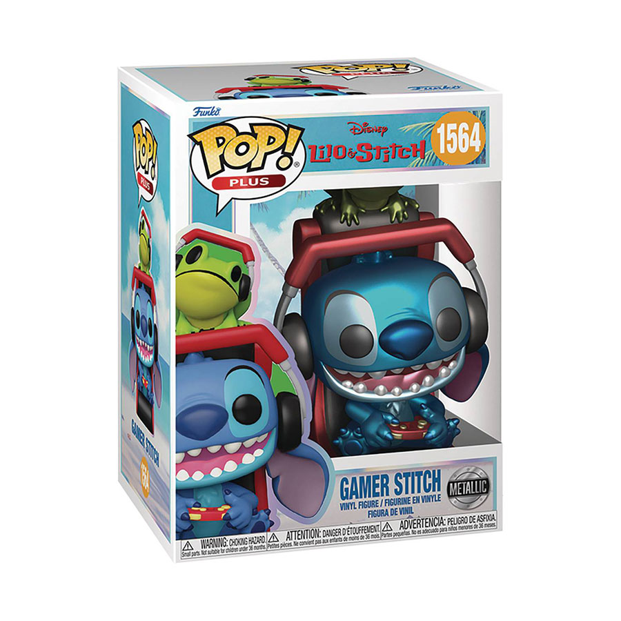 POP Plus Lilo & Stitch Gamer Stitch Metallic Vinyl Figure