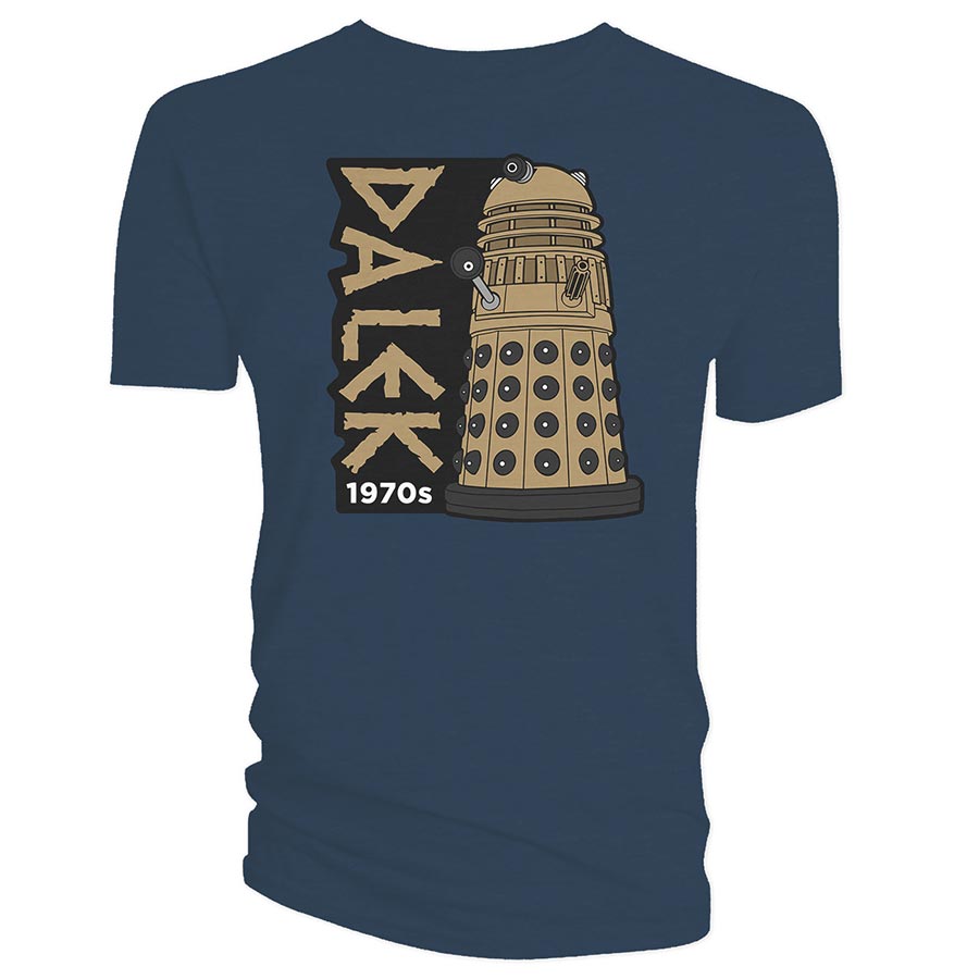Doctor Who Dalek 1970 Navy T-Shirt Large