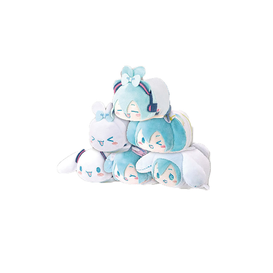 Sanrio Cinnamoroll x Miku Hatsune Laying Plush Blind Mystery Box 6-Piece Display