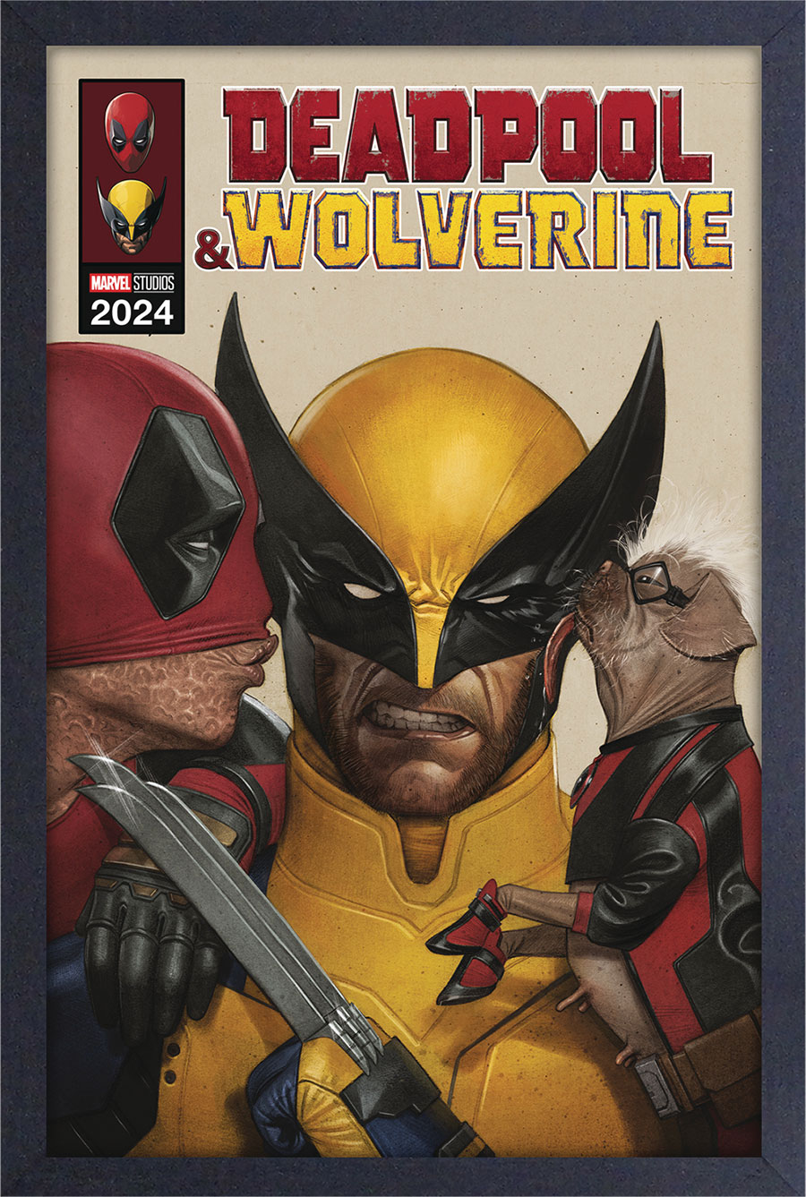 Deadpool & Wolverine Kisses Framed Print
