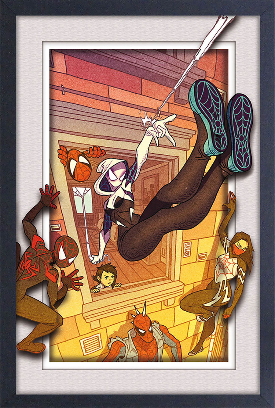 Spider-Gwen Hanging Around 11x18 Faux Matte Print