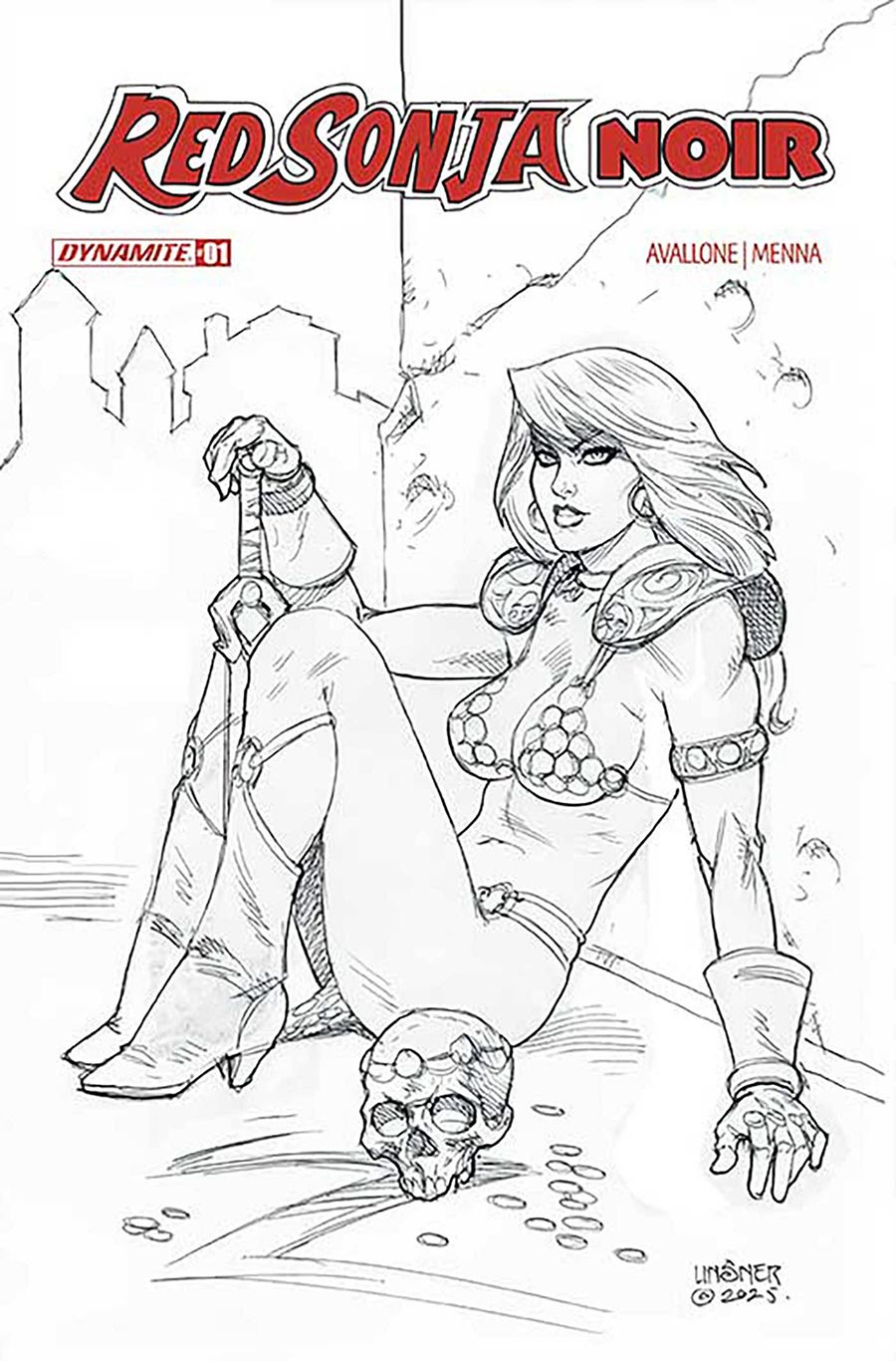 Red Sonja Noir #1 (One Shot) Cover H Incentive Joseph Michael Linsner Line Art Cover
